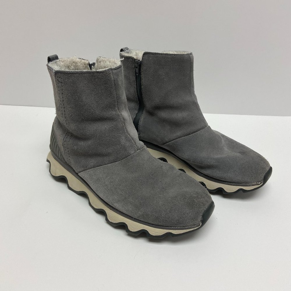 Sorel Womens Kinetic NL3128-052 Gray Suede Comfort Round Toe Winter Boots Sz 7.5